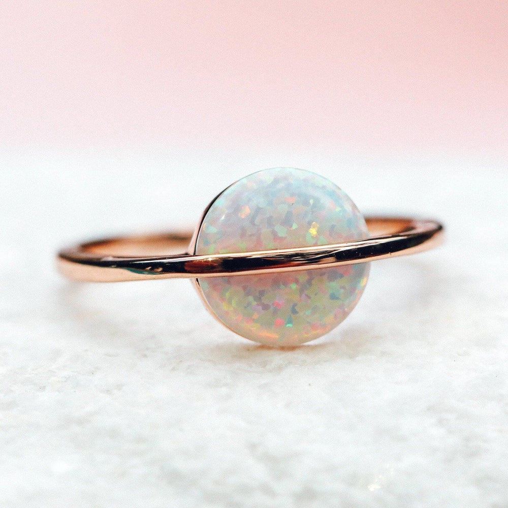 Rose Gold Opal Saturn Ring 4