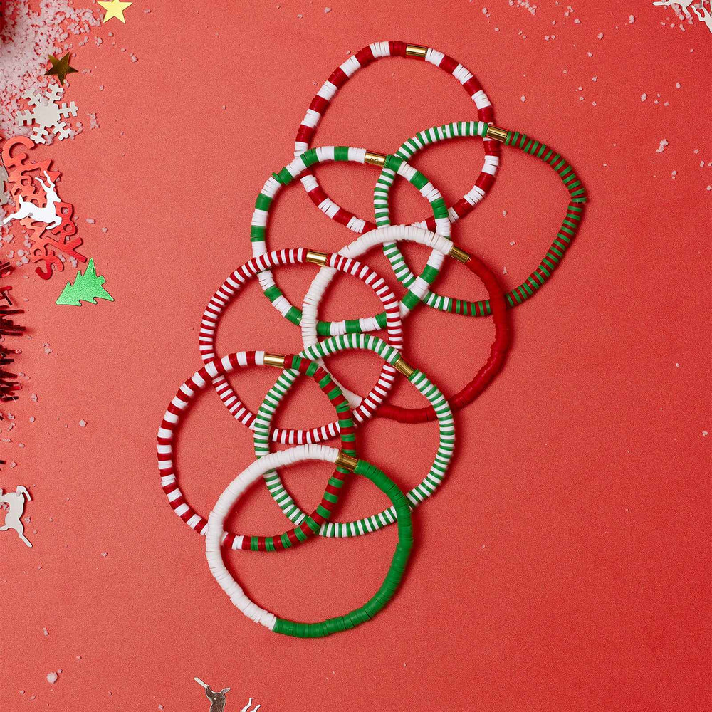 Deck the Halls Stretch Bracelet Set of 8 3