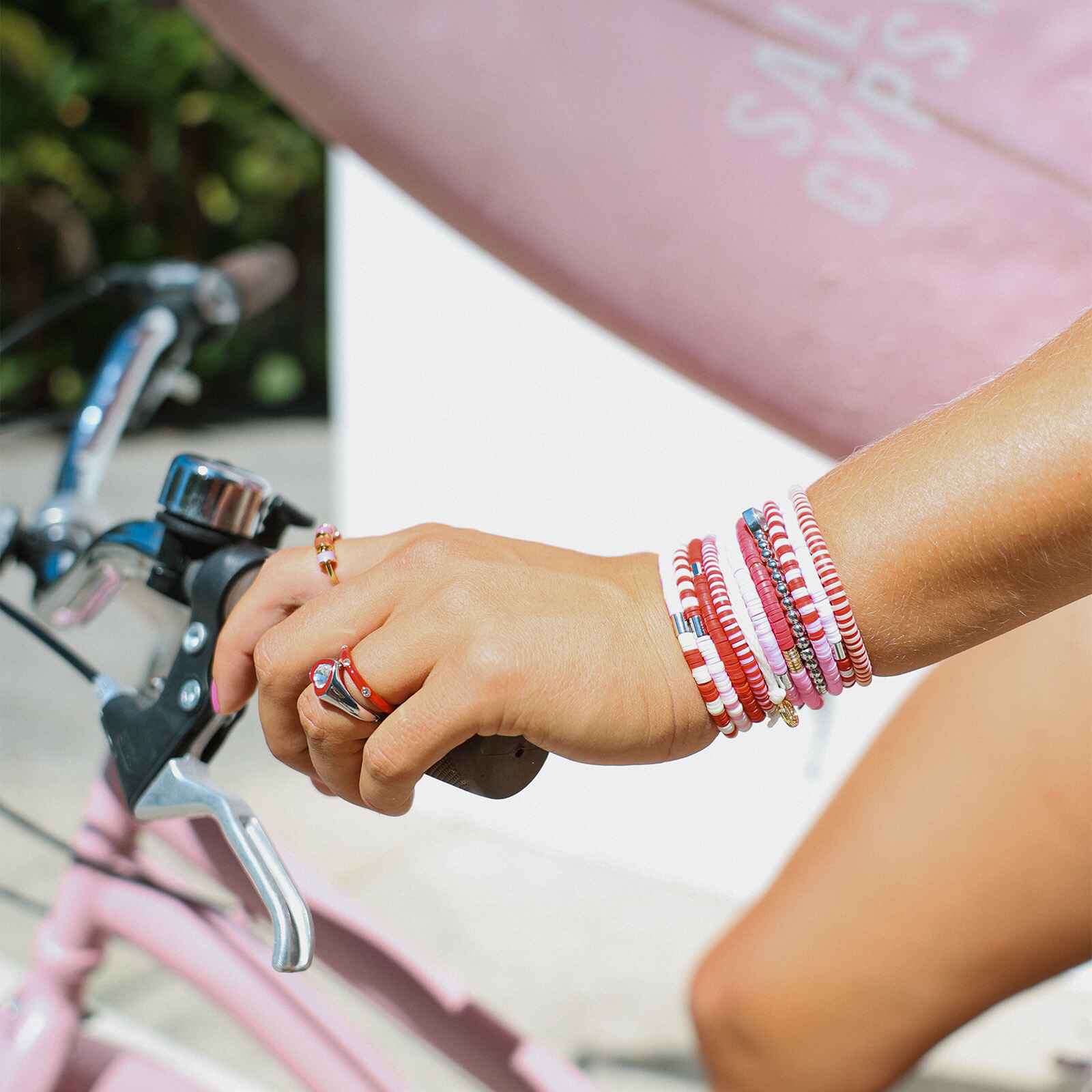 Vacation Vibes Pink Moment Stretch Bracelet Set of 8