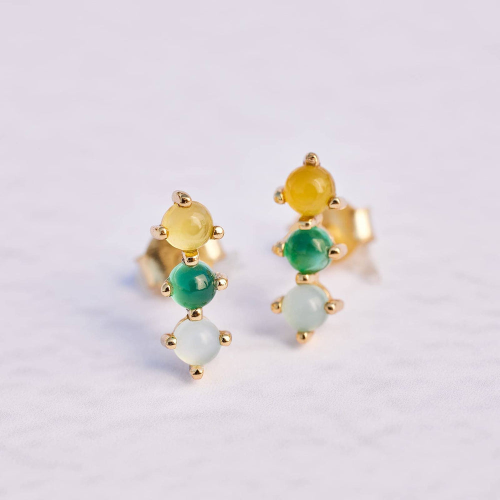 3 Stone Stud Earrings 2