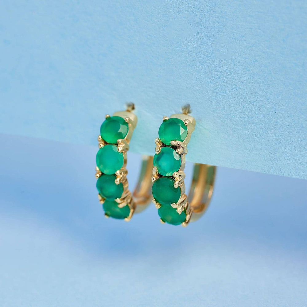 Raw Emerald Hoop Earrings 1