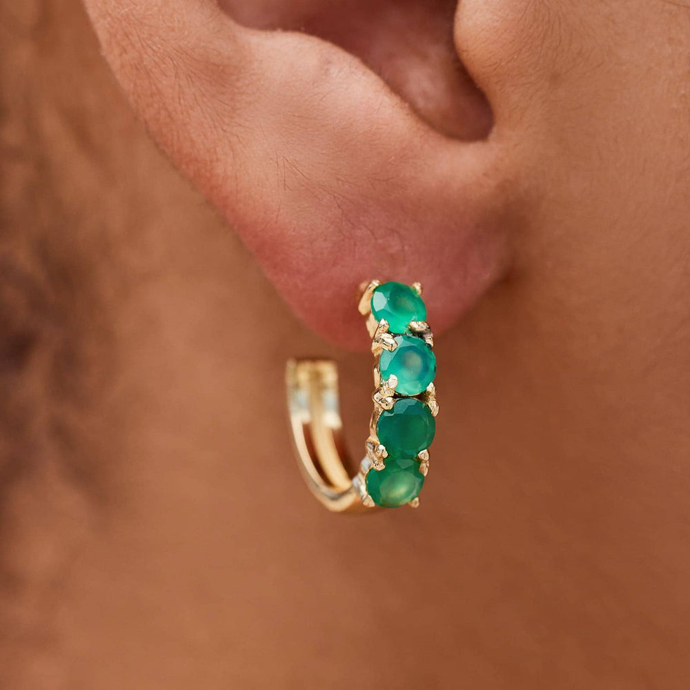 Raw Emerald Hoop Earrings 2