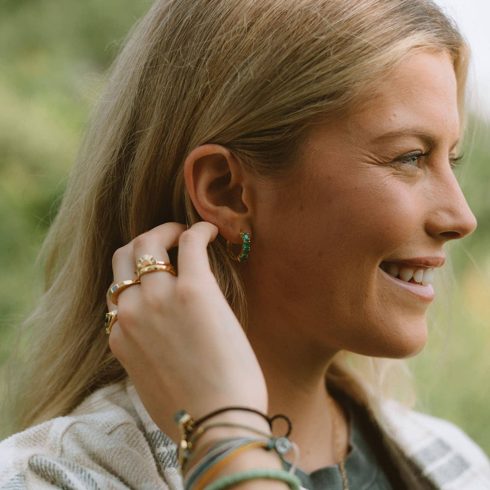 Raw Emerald Hoop Earrings 3