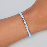 Heishi Disc & Metal Bead Stretch Bracelet Gallery Thumbnail