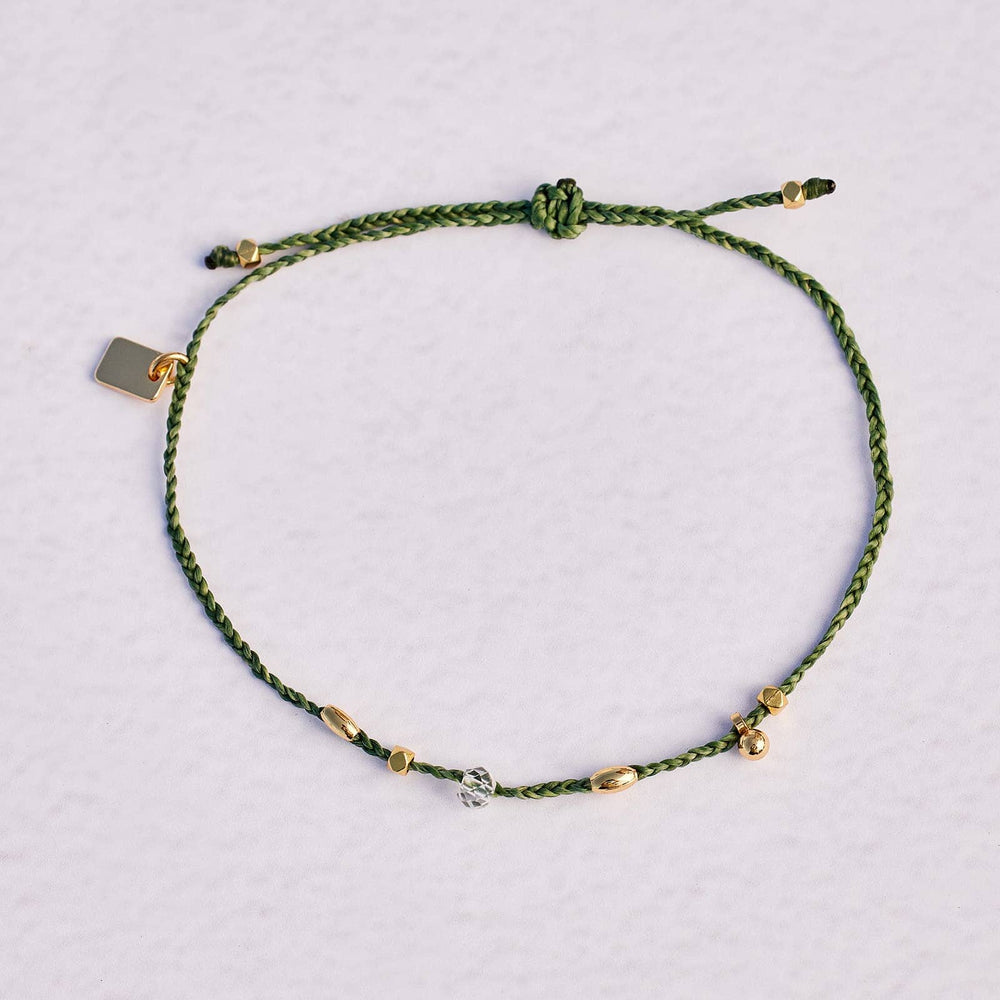 Raw Stone & Bead Gold Danity Thread Bracelet 2