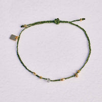 Raw Stone & Bead Gold Danity Thread Bracelet Gallery Thumbnail