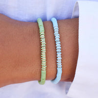 Heishi Disc & Metal Bead Stretch Bracelet Gallery Thumbnail