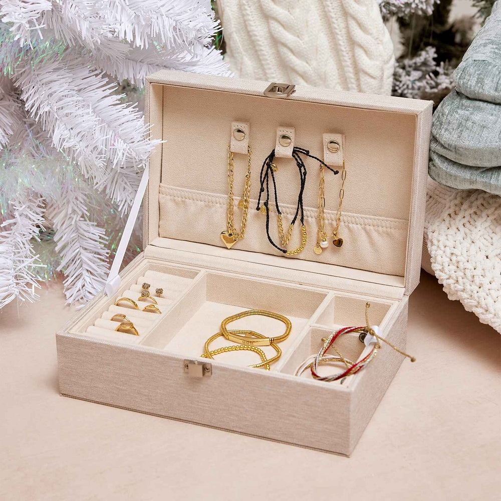 Linen Leather Jewelry Box 1