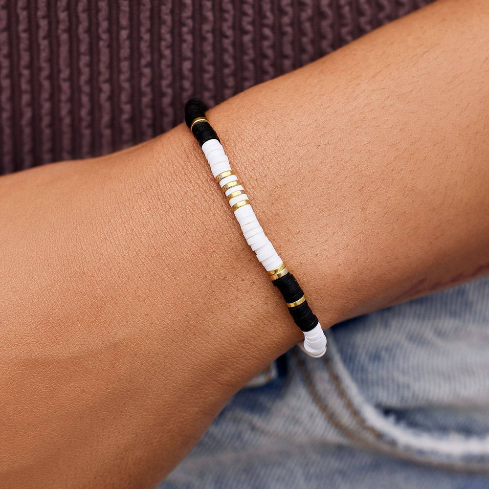 Black & White Disc Stretch Bracelet 4