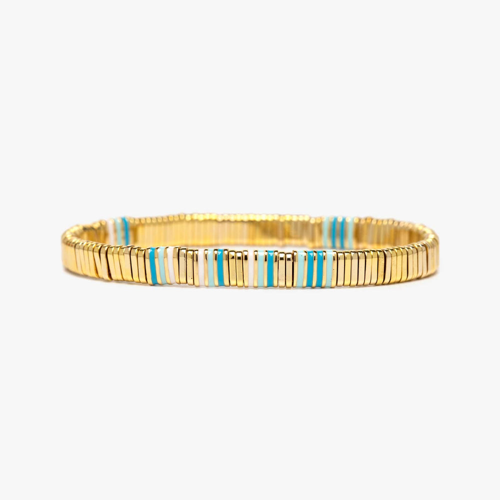 Metal and Enamel Gold Stretch Bracelet 1