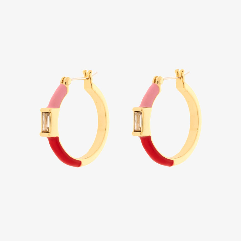 Baguette Enamel Hoop Earrings 1