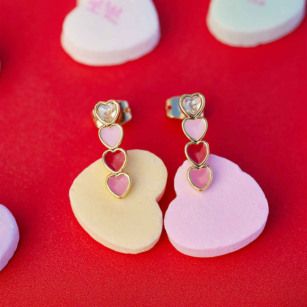 Smitten Enamel Heart Drop Earrings 2