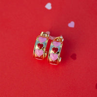 Enamel Heart Hoop Earrings Gallery Thumbnail