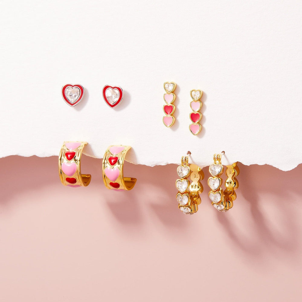 Enamel Heart Hoop Earrings 6