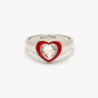 Stone & Enamel Heart Ring