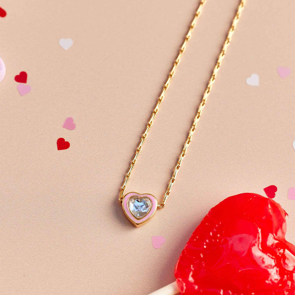 Stone & Enamel Heart Pendant Necklace 2