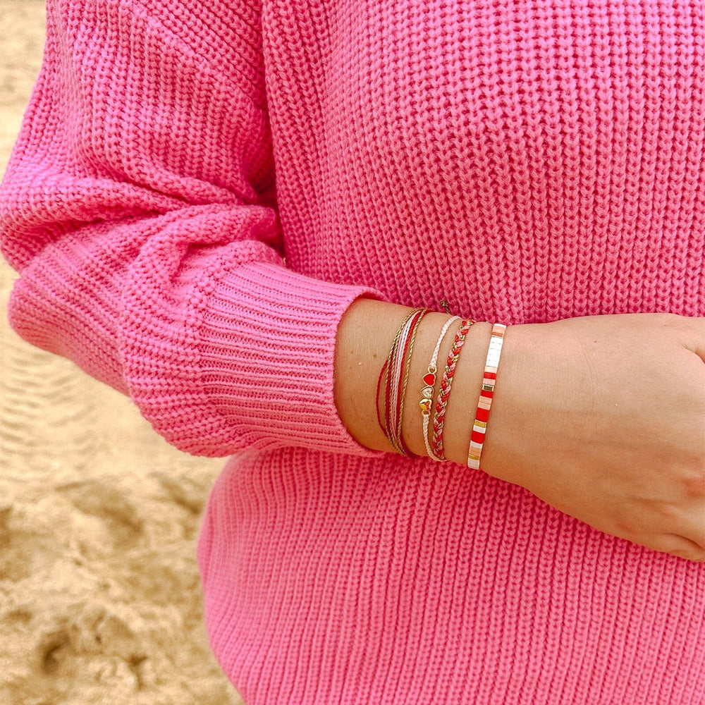 Red Cross Three Hearts Charm Bracelet 10