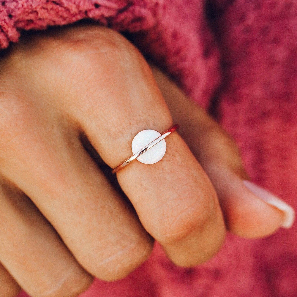 Rose Gold Opal Saturn Ring 3