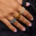 Checkerboard Bead Stretch Ring