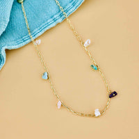 Gemstone Drop Chain Choker Gallery Thumbnail