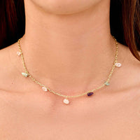 Gemstone Drop Chain Choker Gallery Thumbnail