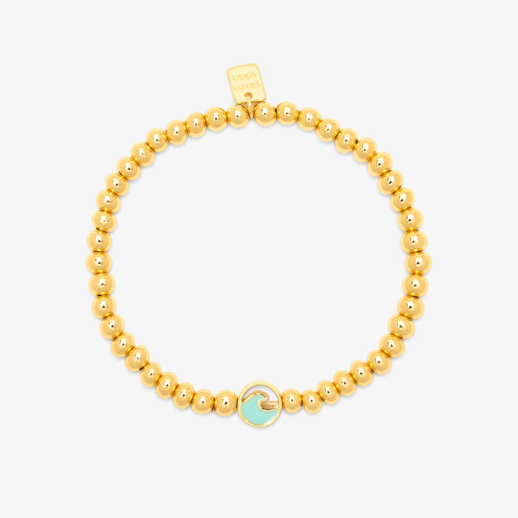 Enamel Wave Gold Bead Stretch Bracelet