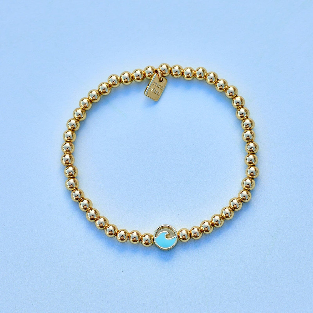 Enamel Wave Gold Bead Stretch Bracelet 4