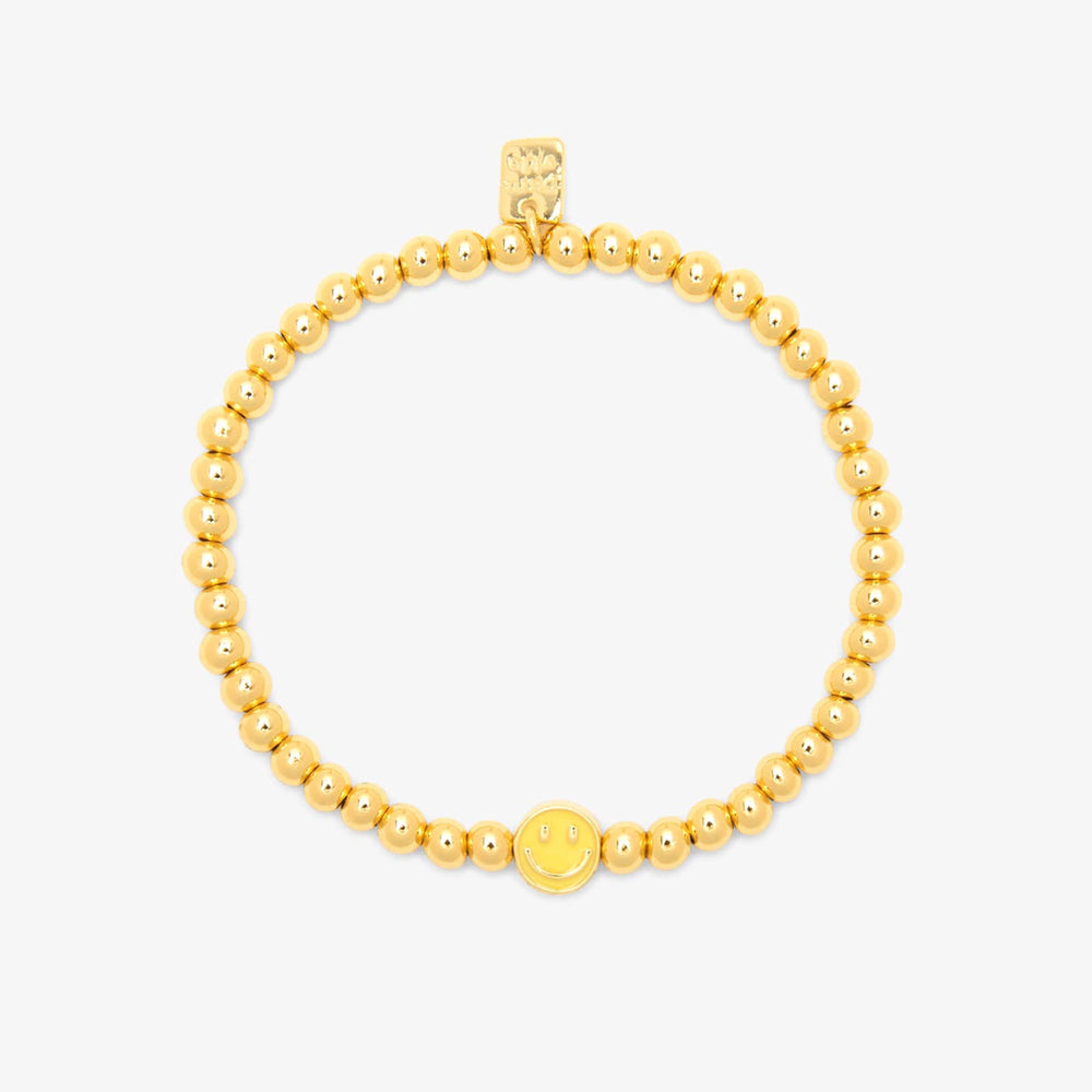 Happy Face Gold Bead Stretch Bracelet 1