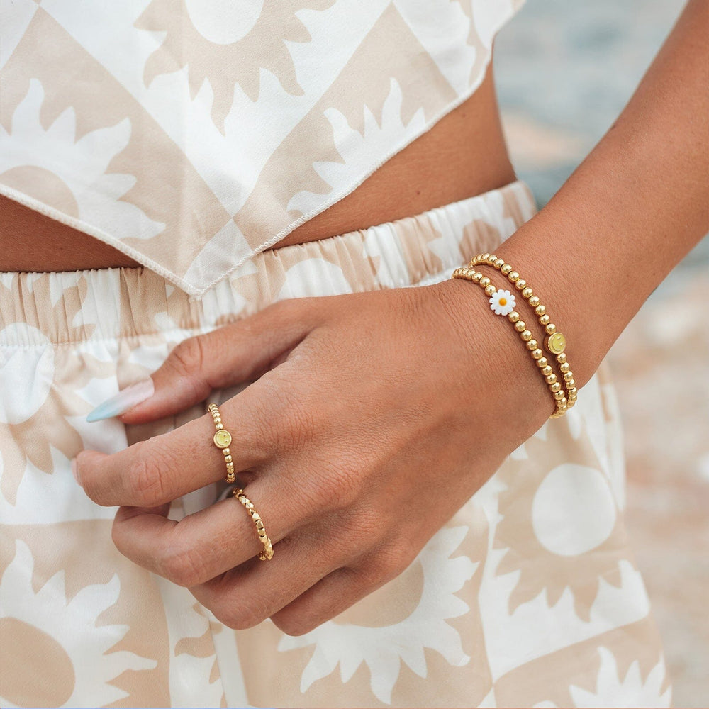 Happy Face Gold Bead Stretch Bracelet 3