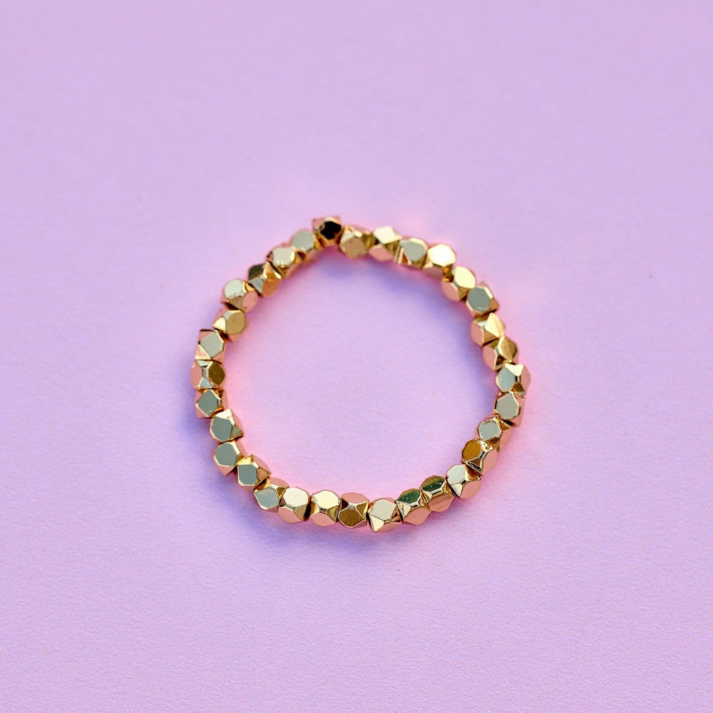 Faceted Gold Bead Stretch Ring 4