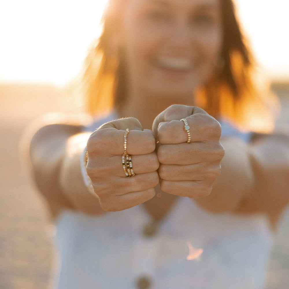 Faceted Gold Bead Stretch Ring 8