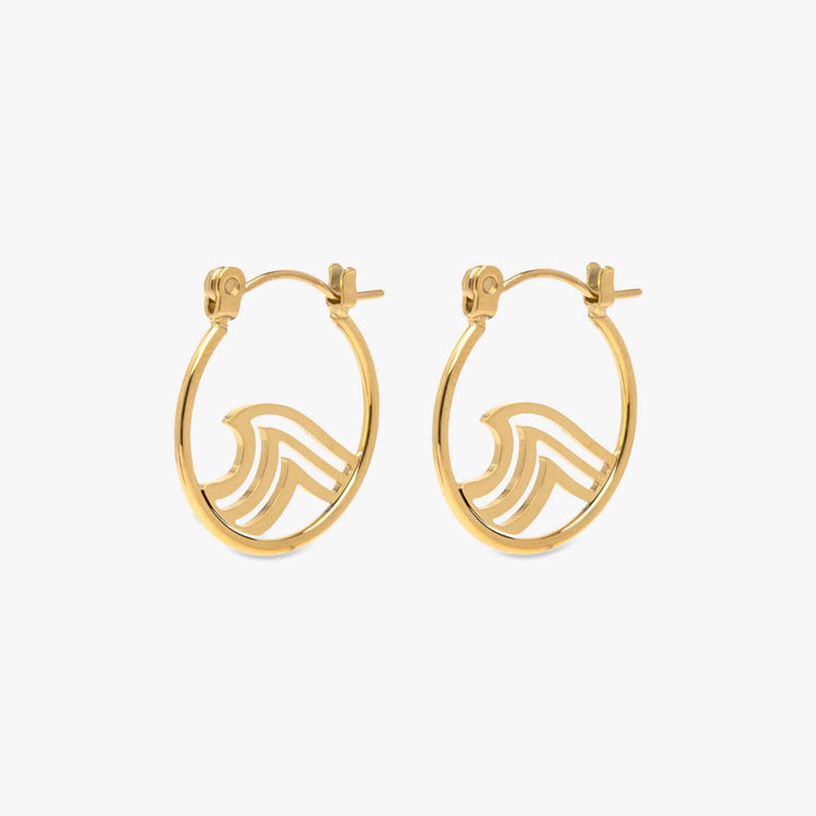 Surfrider Gold Wave Hoop Earrings