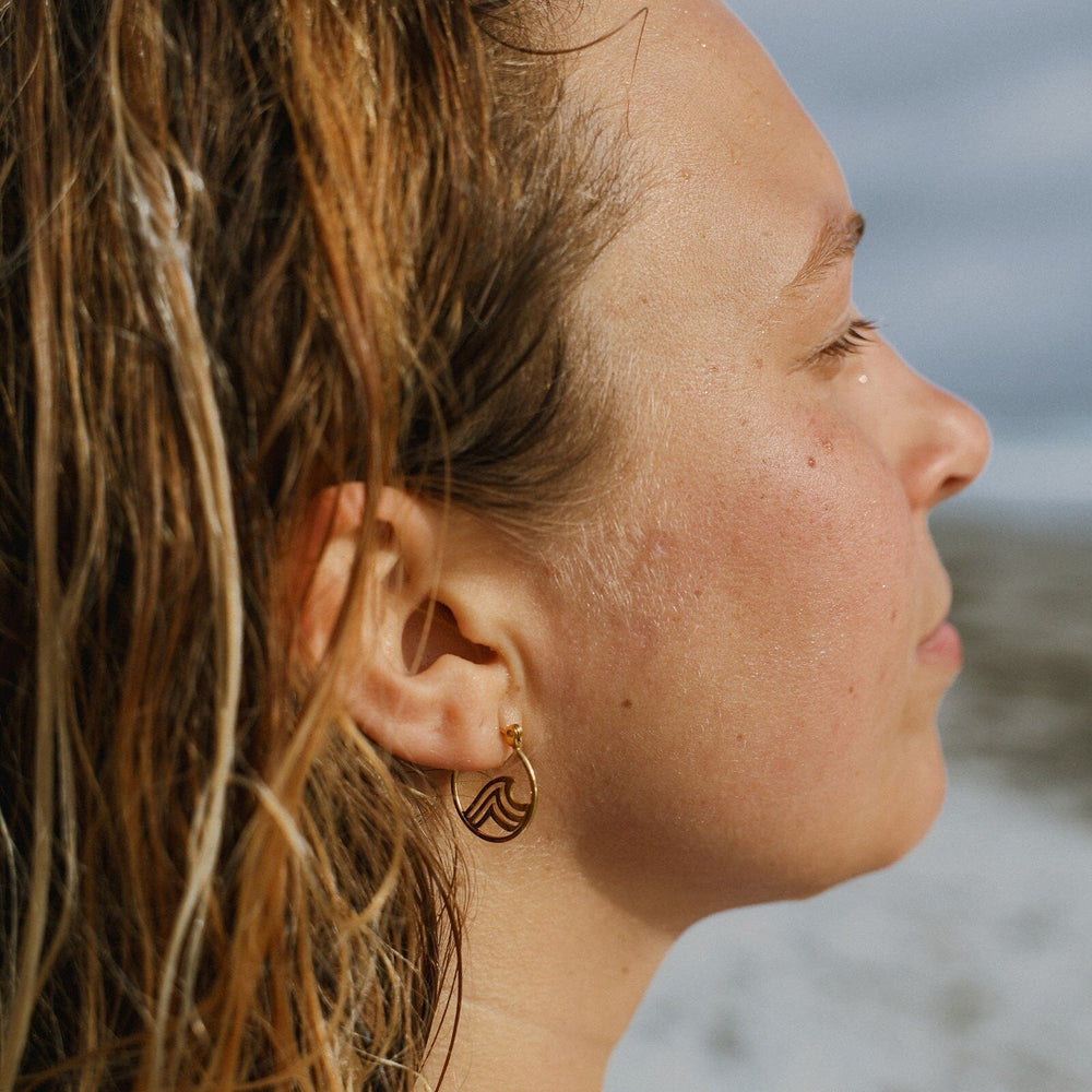 Surfrider Gold Wave Hoop Earrings 5