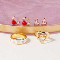 Heart Bead Stud Earrings Gallery Thumbnail