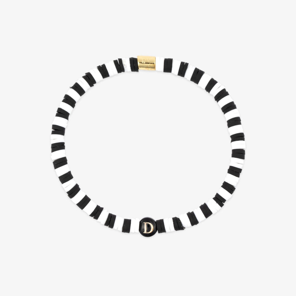 Black and White Alphabet Stretch Bracelet 9