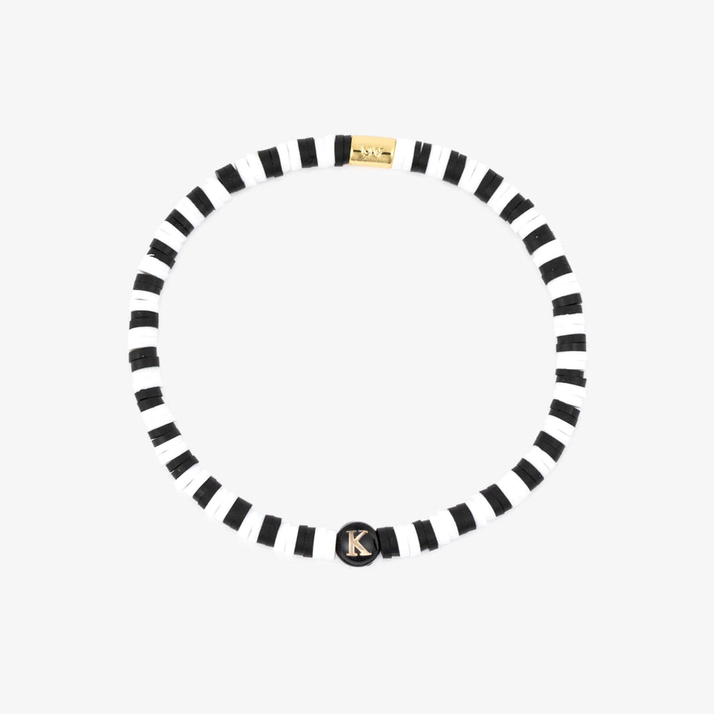 Black and White Alphabet Stretch Bracelet 16