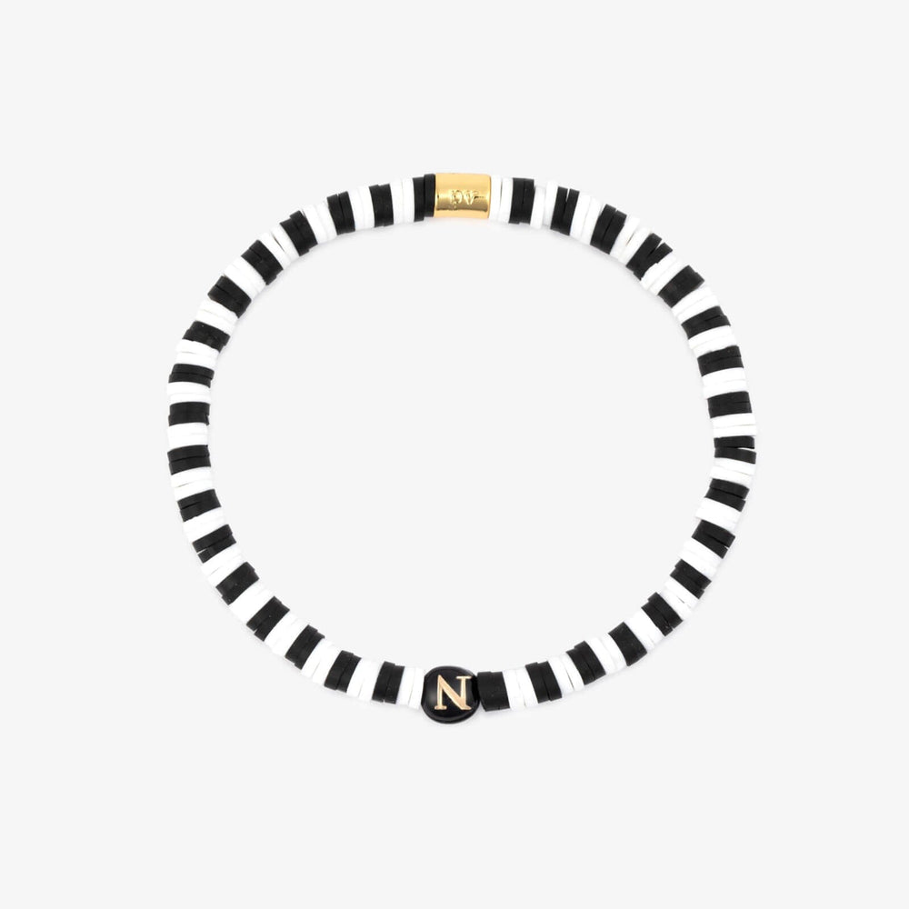 Black and White Alphabet Stretch Bracelet 19