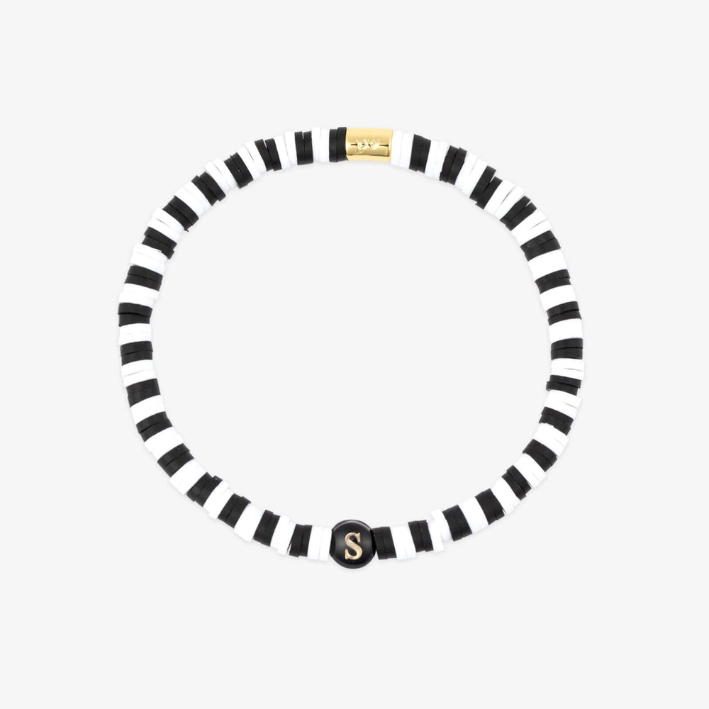 Black and White Alphabet Stretch Bracelet 23