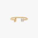 Initial Stone Open Ring
