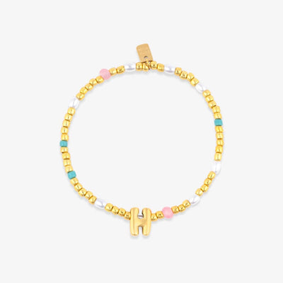 Initial Pearl & Seed Bead Stretch Bracelet