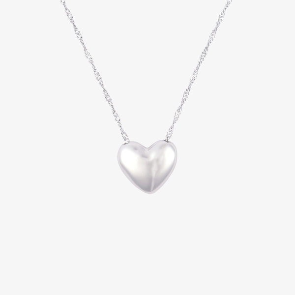 Puffy Heart Bead Pendant Necklace