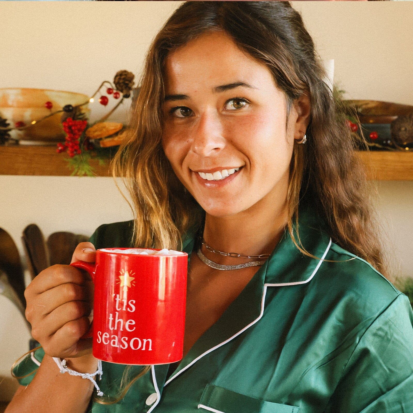 Dome With Stone Hoop Earrings