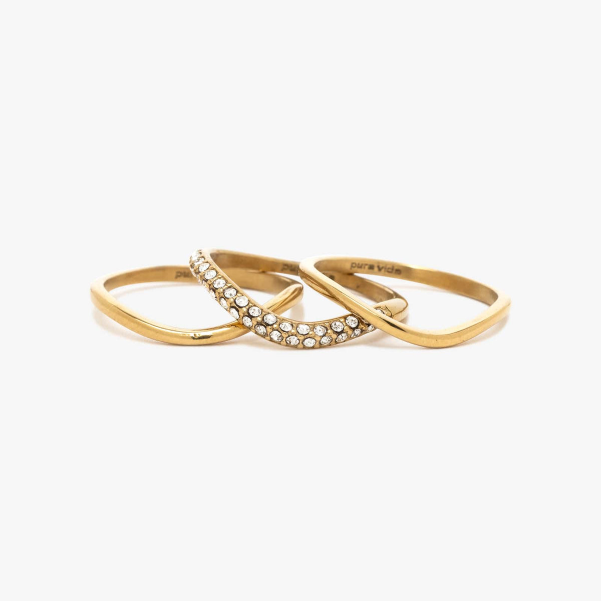 Wavy Pavé Ring Stack