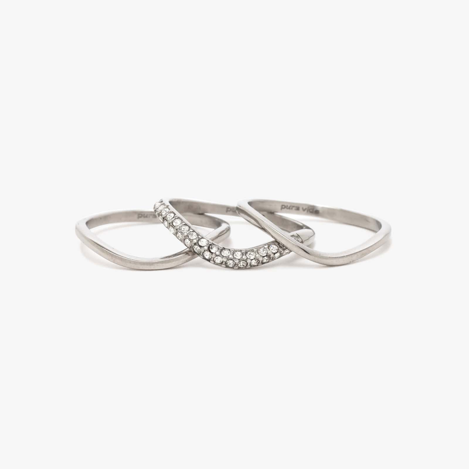 Wavy Pavé Ring Stack