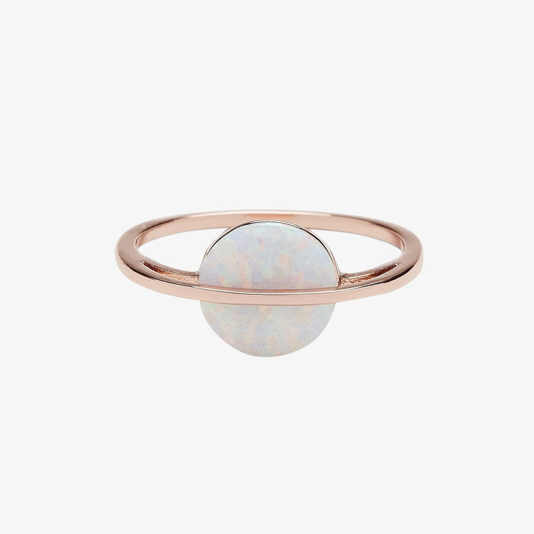 Rose Gold Opal Saturn Ring