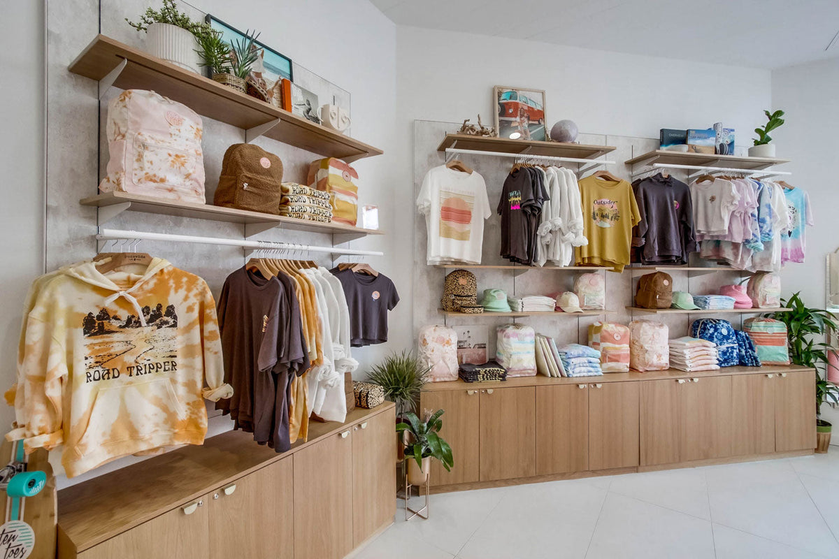 Pura Vida retail store apparel on hangers