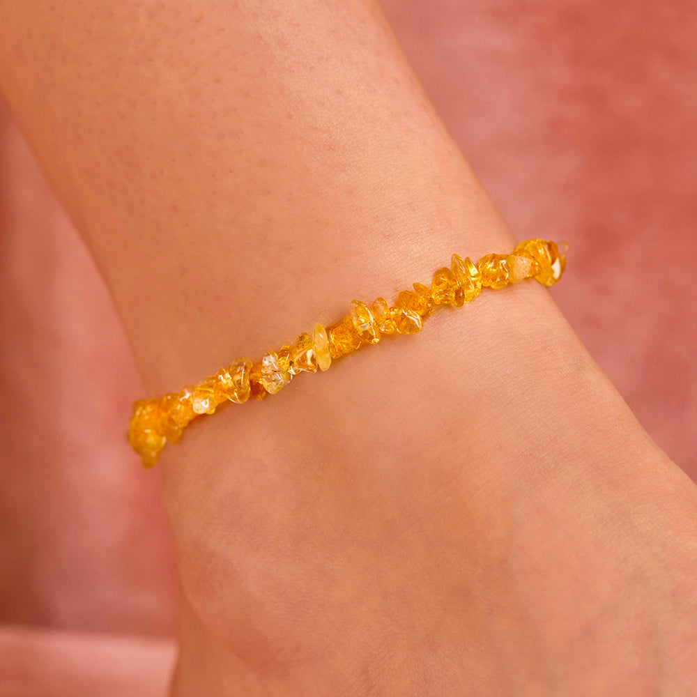 Citrine Gemstone Chip Anklet 4