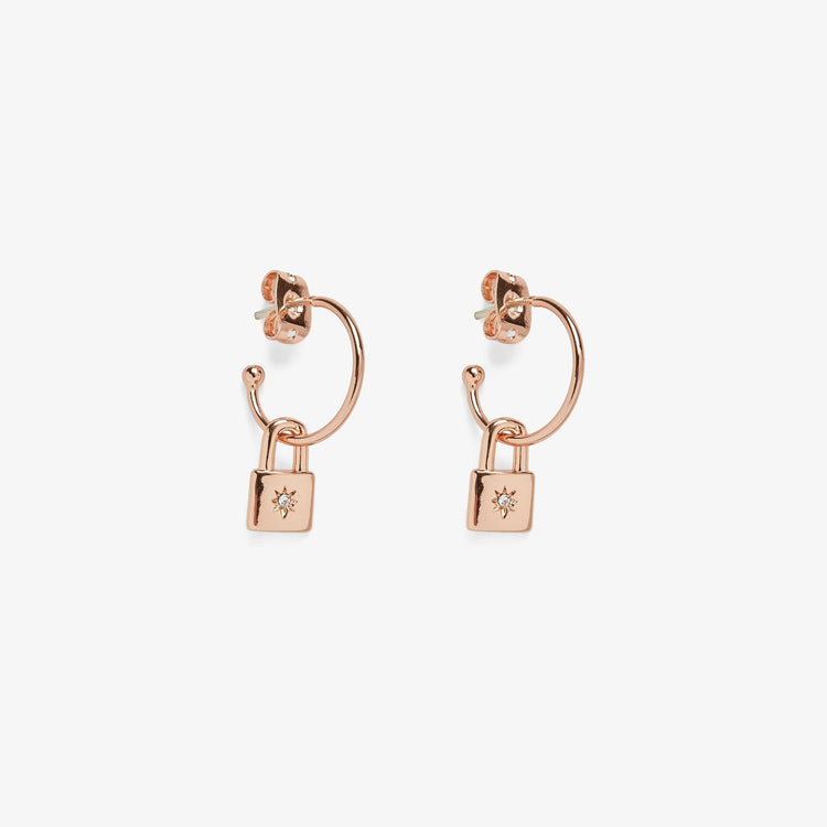 Rose Gold Lock Hoop Earrings