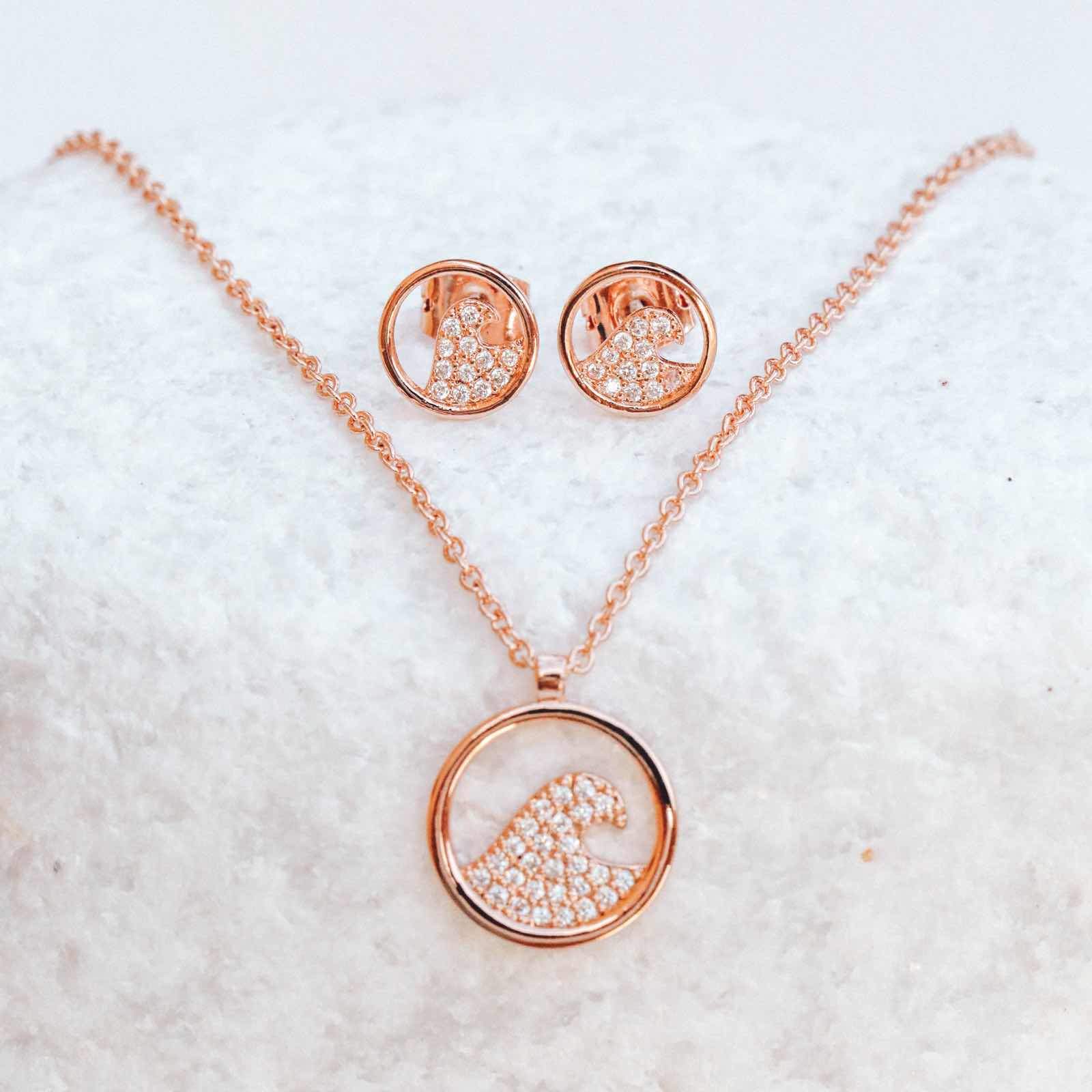 Pave Wave Necklace & Earring Set