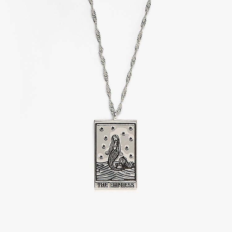 Silver Tarot Card Pendant Necklace